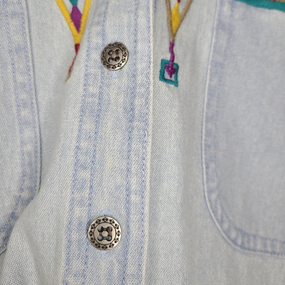 Panhandle Slim Western denim suede collar Button Up - Picture 6 of 9
